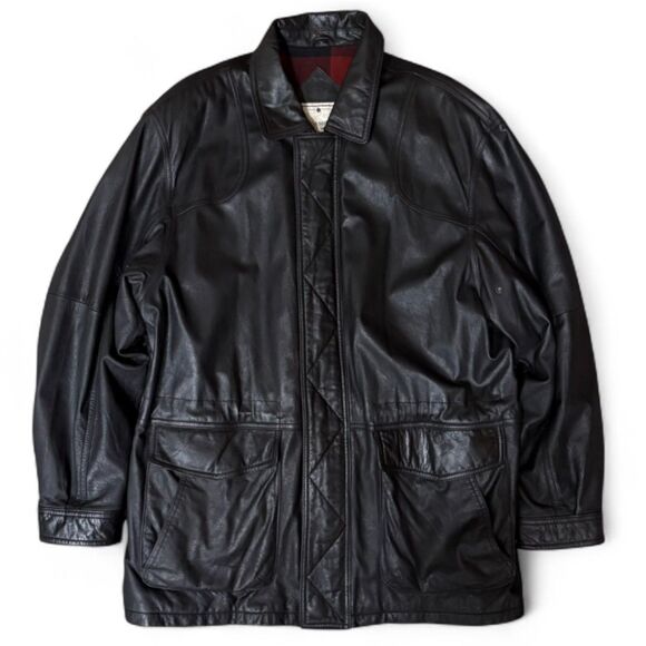John Ashford 90s VTG Soft Black Leather Jacket, Lived-In, Relaxed Fit Men's L - Picture 1 of 15